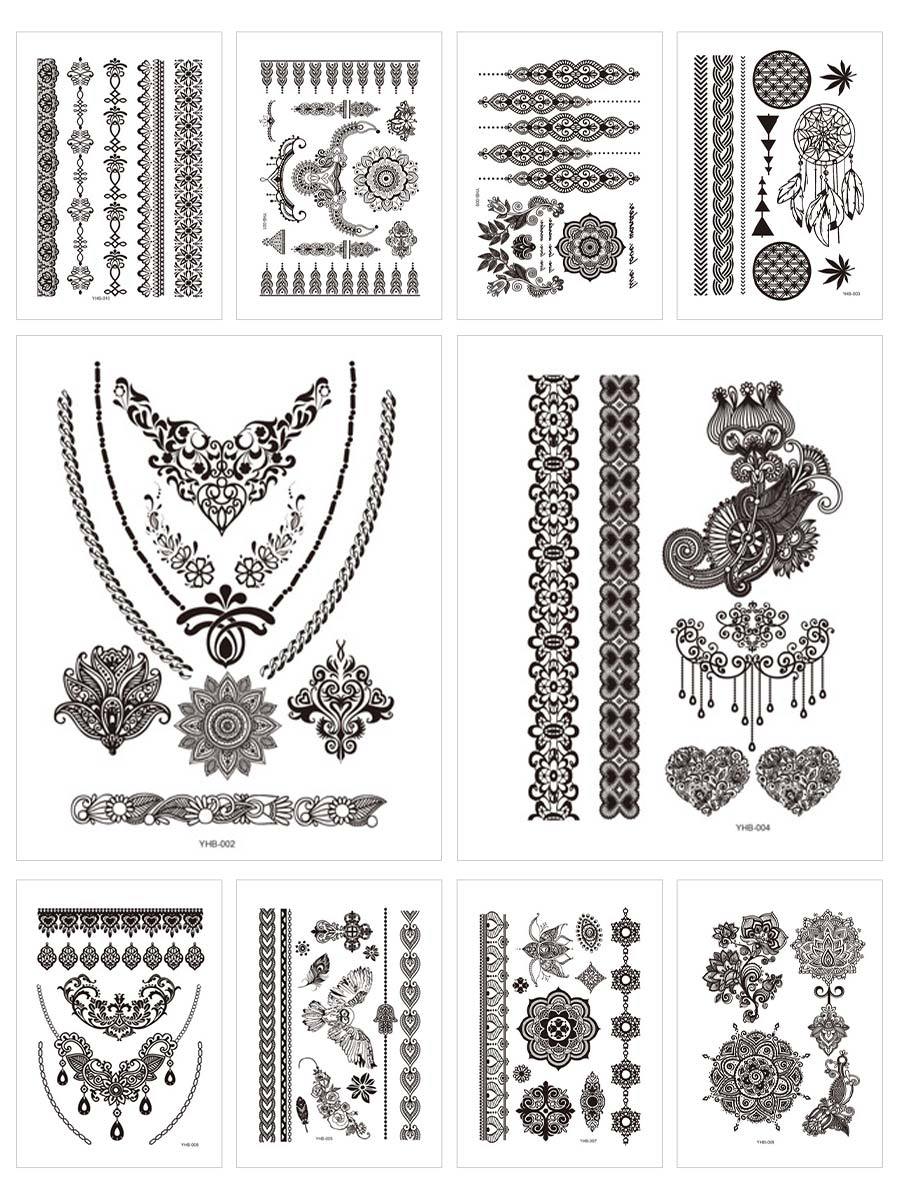 10Pcs/Set Women Bridal Makeup Tattoo Stickers Lace Tattoo Stickers