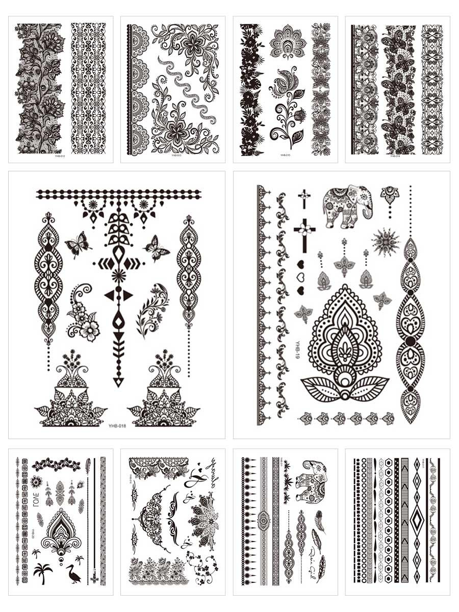 10Pcs/Set Women Bridal Makeup Tattoo Stickers Lace Tattoo Stickers