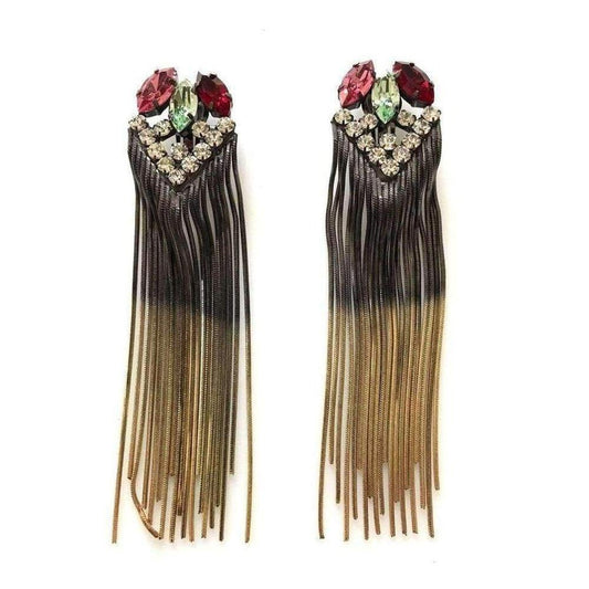 18k Gold Plated Brass Swarovski Crystal Fringe Earrings